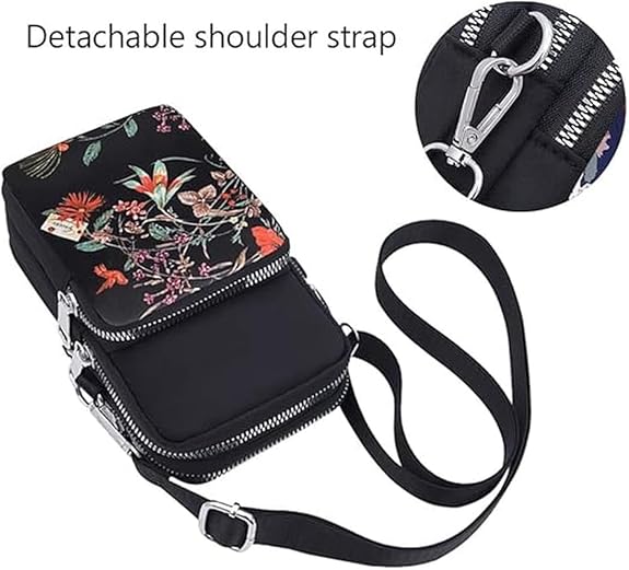 Bag in Bag In Floral Crossbody Bag with Multiple Zippered Compartments - Compact, Stylish and Convenient for Travel and Daily Use