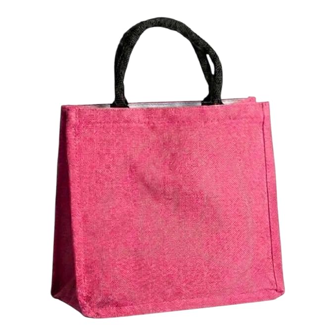 J I Premium Jute Carry Bag with Soft Handles | Reusable Shopping Tote for Work, Travel & Everyday Use