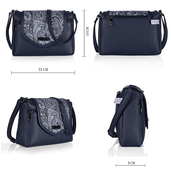 Bag in Stylish Women's Leather Shoulder Bag Embroidered Flap Crossbody Purse with Zipper Compartments & Adjustable Strap