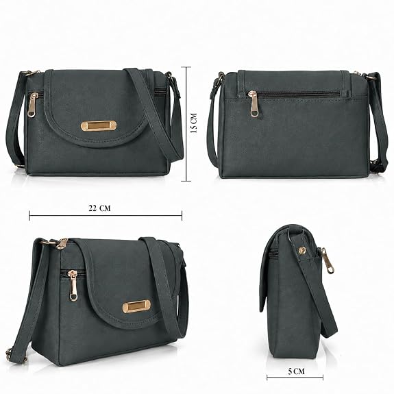J I ACCESSORIES Women’s Stylish Crossbody Sling Bag – Elegant PU Leather Small Shoulder Purse with Adjustable Strap – Casual & Travel Handbag