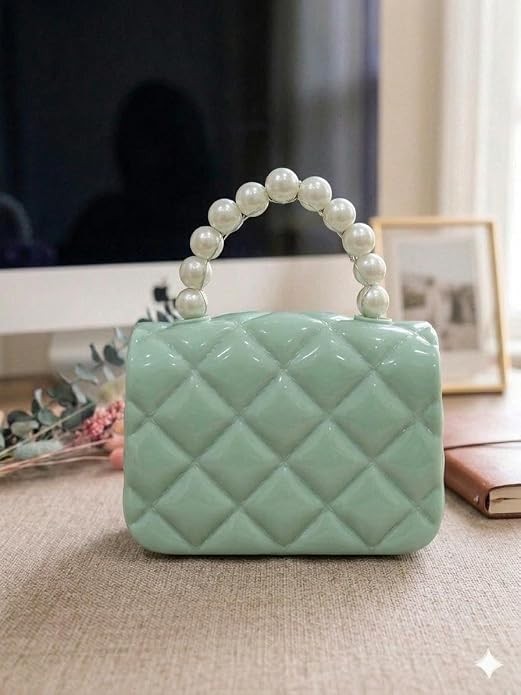 J I Kids Pearl Handle Mini Purse Bag Cute Cartoon Decorative Handbag for Girls