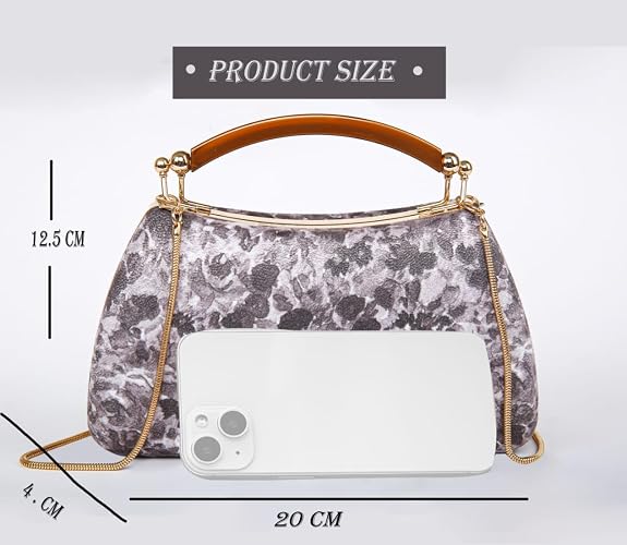 Bag in Floral Handbag with Gold Accents & Crossbody Strap Stylish and Compact Accessory for Every Occasion