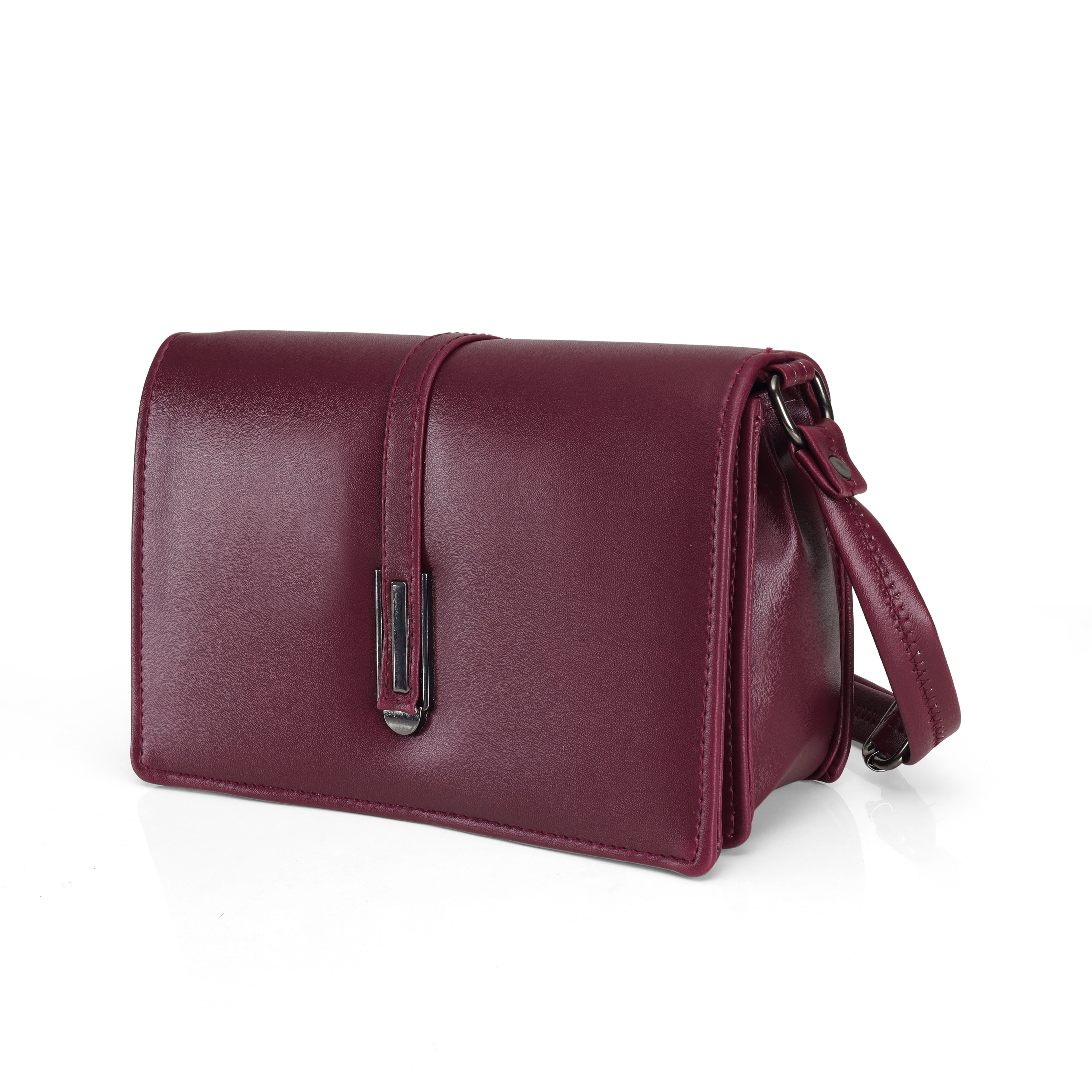 Premium Women’s Sling Clutch Bag | Stylish PU Leather Shoulder Purse with Magnetic Lock – Black, Wine & Taupe