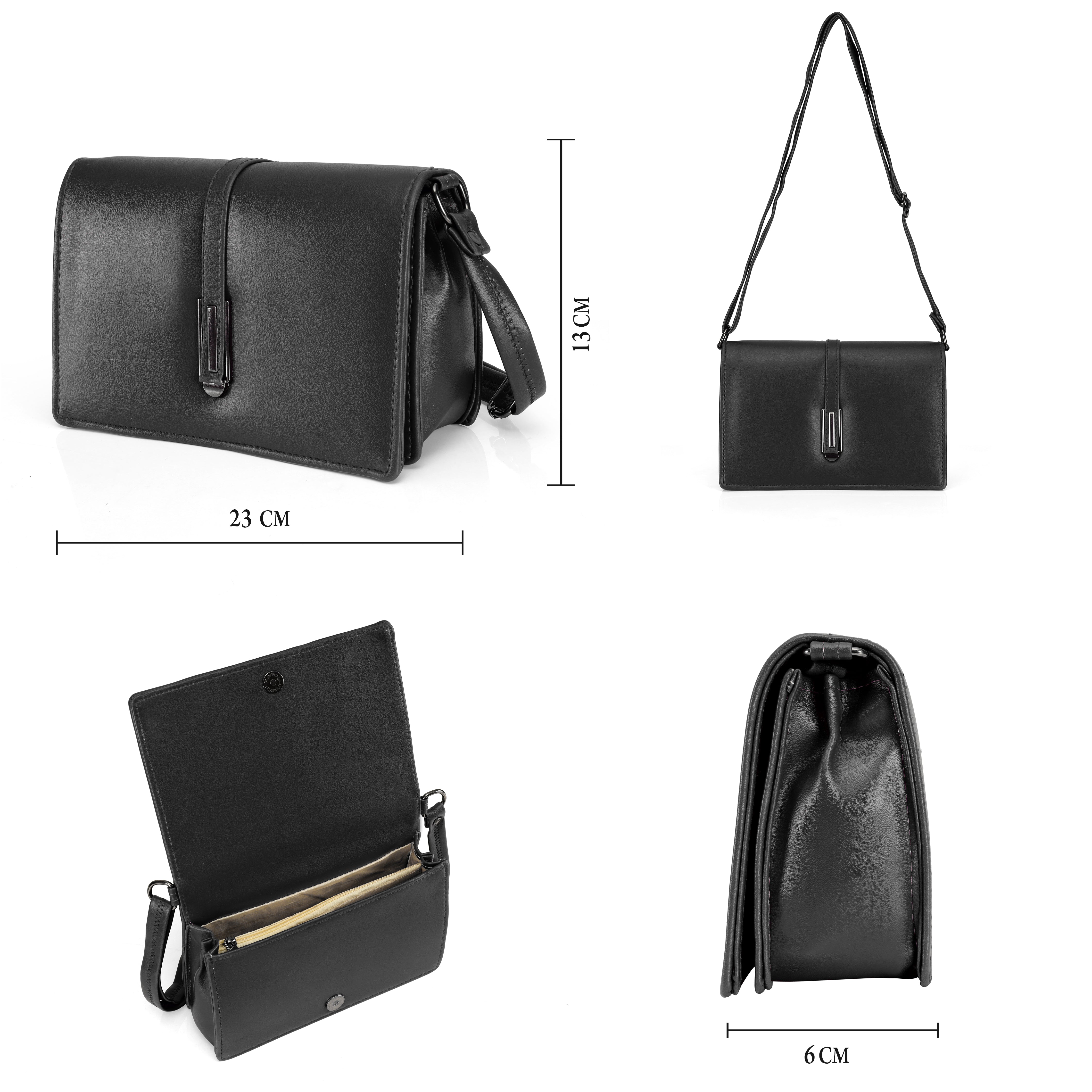 Premium Women’s Sling Clutch Bag | Stylish PU Leather Shoulder Purse with Magnetic Lock – Black, Wine & Taupe