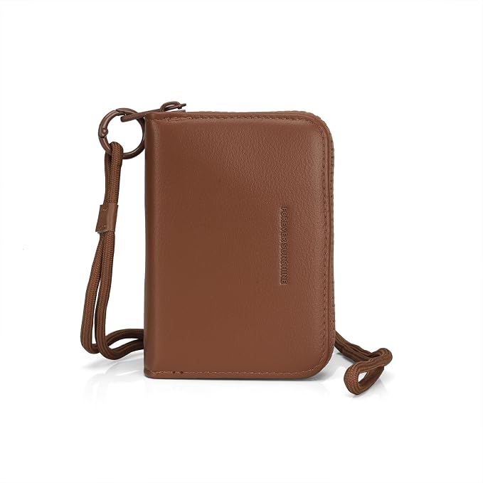 JI TravelMate Hanging Wallet Purse Women's Wallet Zipper Premium Wallet (Brown)