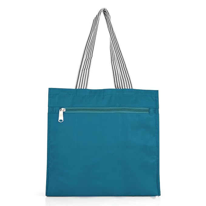 J I Accessories Black Tote Bag with Striped Handles – Stylish and Durable Shopping/Carry Bag