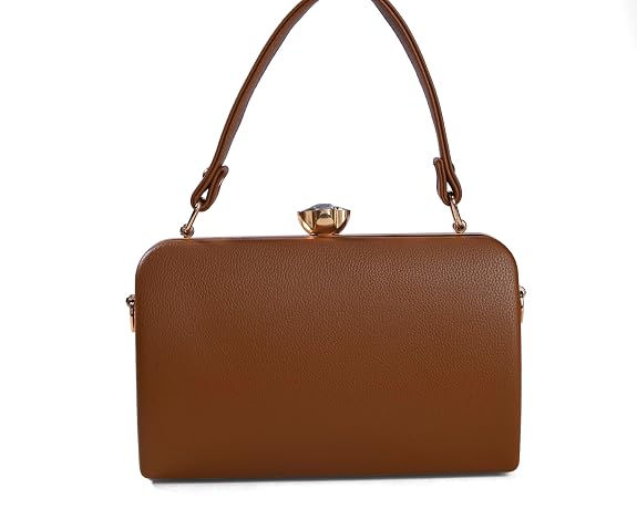 J I ACCESSORIES Elegant Vintage-Inspired Handbag with Intricate Golden Floral Mandala Embossing, Premium Finishing, and – Perfect for Parties, Weddings & Special Occasions