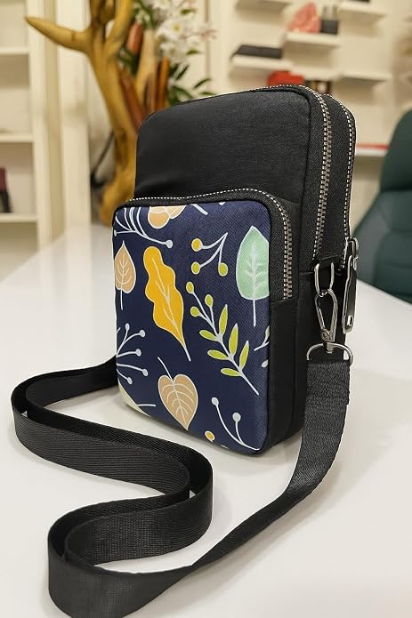 Bag in Bag In Floral Crossbody Bag with Multiple Zippered Compartments - Compact, Stylish and Convenient for Travel and Daily Use
