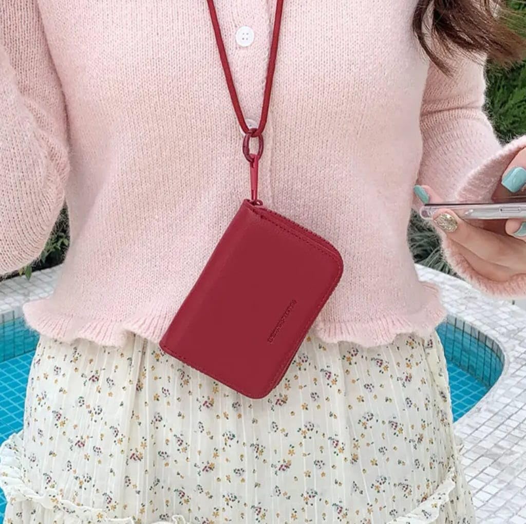 JI TravelMate Hanging Wallet Purse Women's Wallet Zipper Premium Wallet (Maroon)