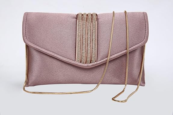 Bag in Elegant Satin Evening Clutch Bag Stylish Envelope Purse with Rhinestone Detail and Detachable Chain Perfect for Formal Events and Special Occasions