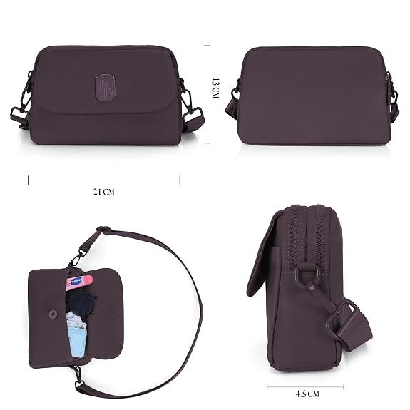 J I Women’s Small Crossbody Bag, Lightweight Shoulder Sling Purse with Adjustable Strap, Flap & Zipper Closure for Travel and Daily Use