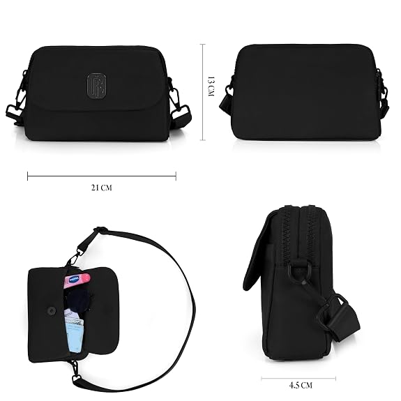 J I Women’s Small Crossbody Bag, Lightweight Shoulder Sling Purse with Adjustable Strap, Flap & Zipper Closure for Travel and Daily Use