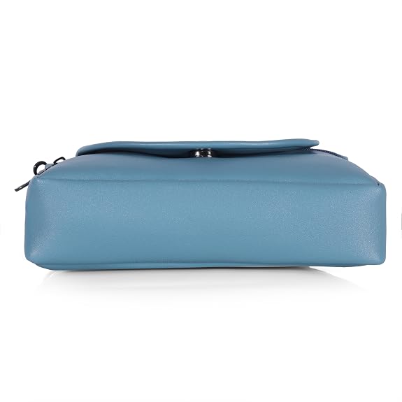 Bag in Stylish Women's Leather Shoulder Bag Embroidered Flap Crossbody Purse with Zipper Compartments & Adjustable Strap