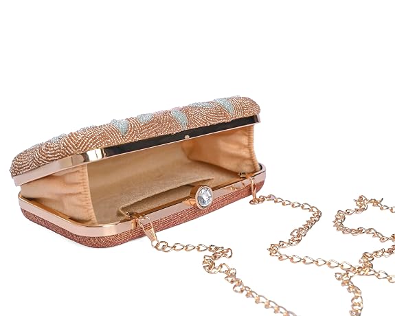 Bag in Women's Elegant Floral Beaded Clutch Bags with Chain Strap Stylish and Sophisticated Evening Handbags