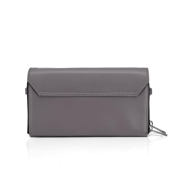 J I Elegant Premium Women’s Clutch Wallet Luxury Look with Zip Closure (Grey)