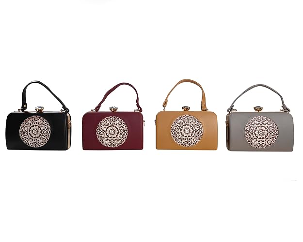 Bag in Elegant Black Floral Handbag with Crystal Clasp Vintage-Inspired Evening Bag for Special Occasions