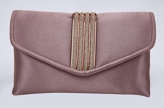 Bag in Elegant Satin Evening Clutch Bag Stylish Envelope Purse with Rhinestone Detail and Detachable Chain Perfect for Formal Events and Special Occasions
