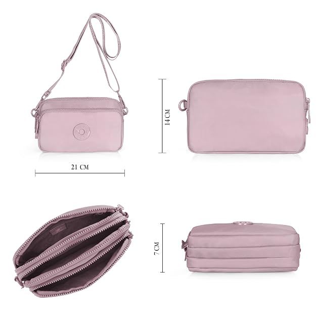 BAG IN Women's Small Crossbody Bag – Lightweight Nylon Shoulder Purse with Adjustable Strap & Front Zipper Pocket – Travel & Everyday Use