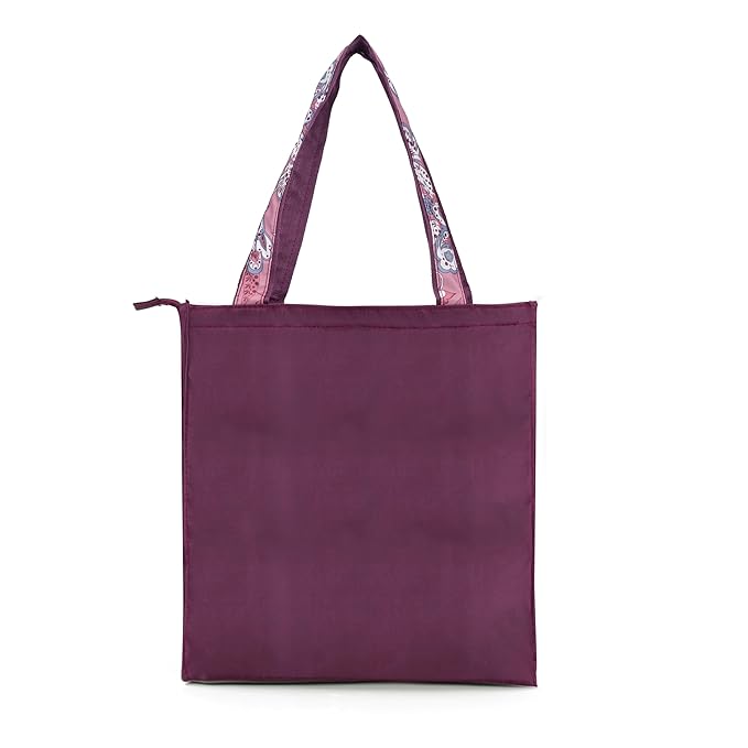 Bag in Foldable Tote Bag for Travel & Grocery – Floral Design, Zipper Closure