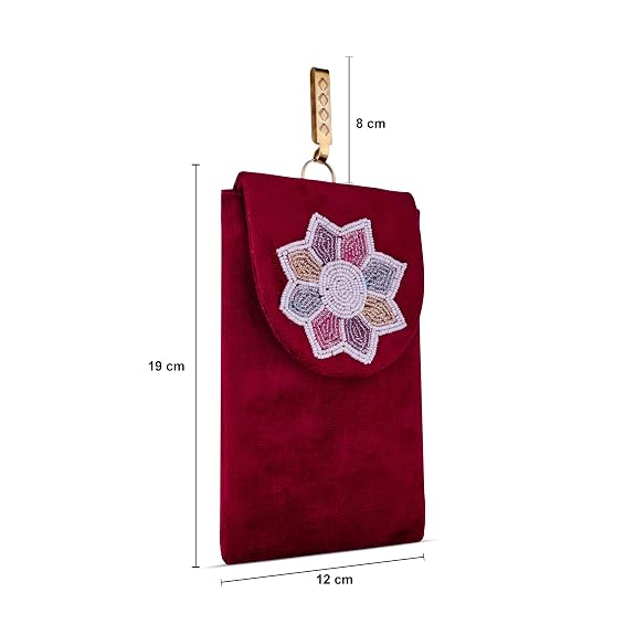 Bag in Women's Flower Beaded Mobile Pouch