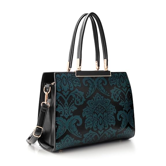 J I Designer Inspired Floral Embossed Tote – Top Handle & Crossbody Bag for Women