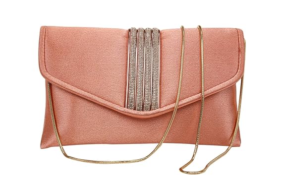 Bag in Elegant Satin Evening Clutch Bag Stylish Envelope Purse with Rhinestone Detail and Detachable Chain Perfect for Formal Events and Special Occasions