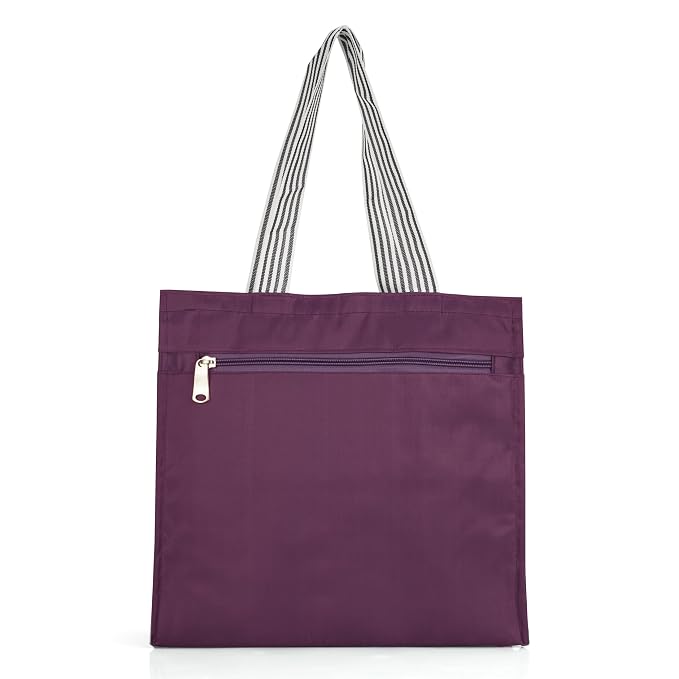 J I Accessories Black Tote Bag with Striped Handles – Stylish and Durable Shopping/Carry Bag
