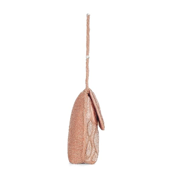 BAG IN Elegant Beaded Evening Clutch Purse with Detachable Chain Strap – Handcrafted Party Shoulder Bag for Women
