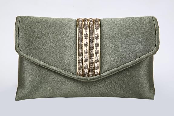 Bag in Elegant Satin Evening Clutch Bag Stylish Envelope Purse with Rhinestone Detail and Detachable Chain Perfect for Formal Events and Special Occasions