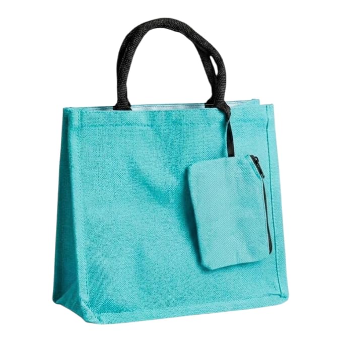 J I Premium Jute Carry Bag with Soft Handles | Reusable Shopping Tote for Work, Travel & Everyday Use