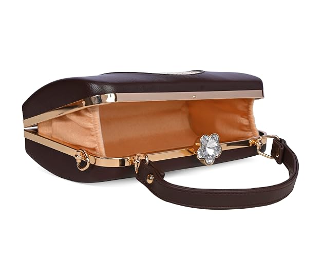 Bag in Elegant Black Floral Handbag with Crystal Clasp Vintage-Inspired Evening Bag for Special Occasions