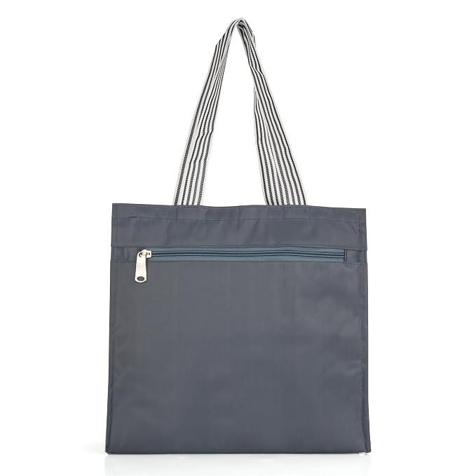 J I Accessories Black Tote Bag with Striped Handles – Stylish and Durable Shopping/Carry Bag
