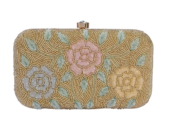 Bag in Women's Elegant Floral Beaded Clutch Bags with Chain Strap Stylish and Sophisticated Evening Handbags