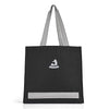 J I Accessories Black Tote Bag with Striped Handles – Stylish and Durable Shopping/Carry Bag