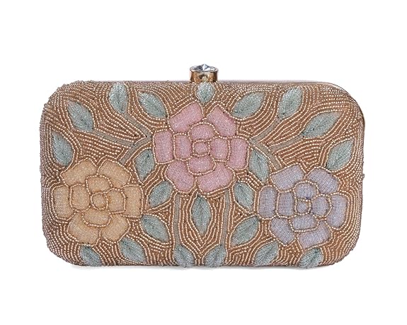 Bag in Women's Elegant Floral Beaded Clutch Bags with Chain Strap Stylish and Sophisticated Evening Handbags