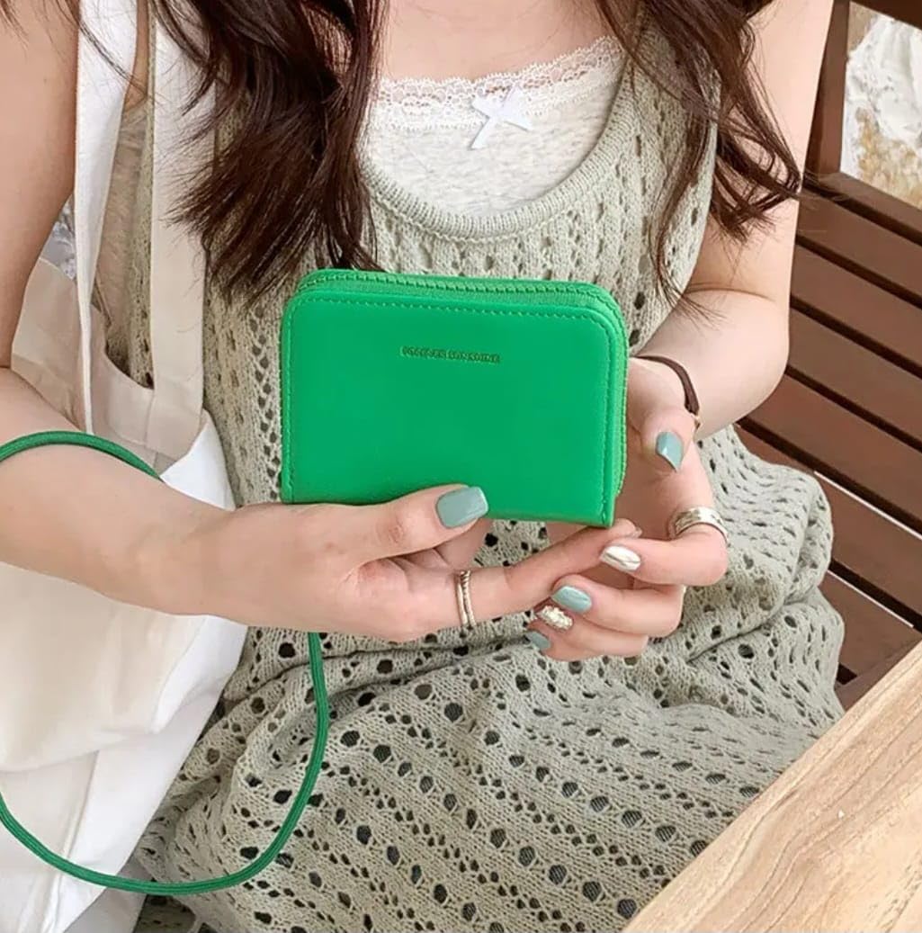JI TravelMate Hanging Wallet Purse Women's Wallet Zipper Premium Wallet (Green)