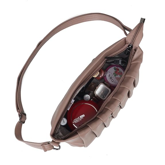 J I Quilted Crossbody Sling Bag for Women Soft Padded Design, Adjustable Strap, Compact Everyday Shoulder Purse