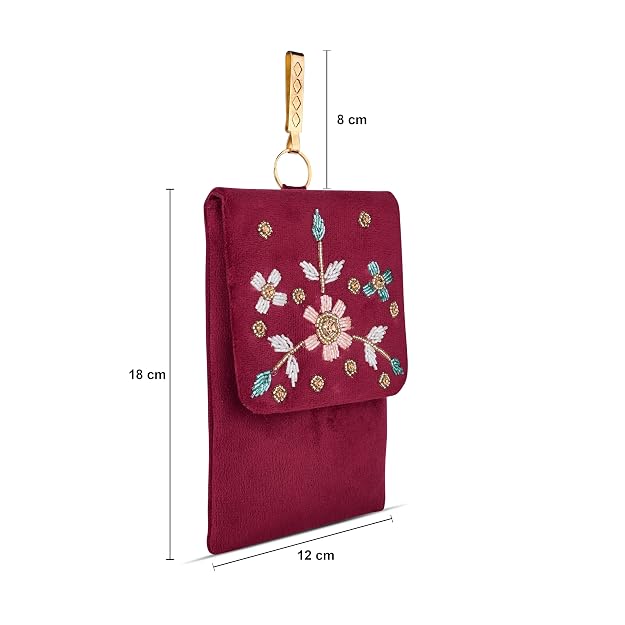 Bag in Floral Beaded Mobile Sling Bag for Women