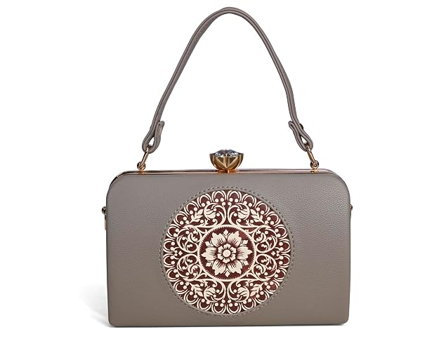 Bag in Elegant Black Floral Handbag with Crystal Clasp Vintage-Inspired Evening Bag for Special Occasions