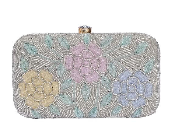 Bag in Women's Elegant Floral Beaded Clutch Bags with Chain Strap Stylish and Sophisticated Evening Handbags