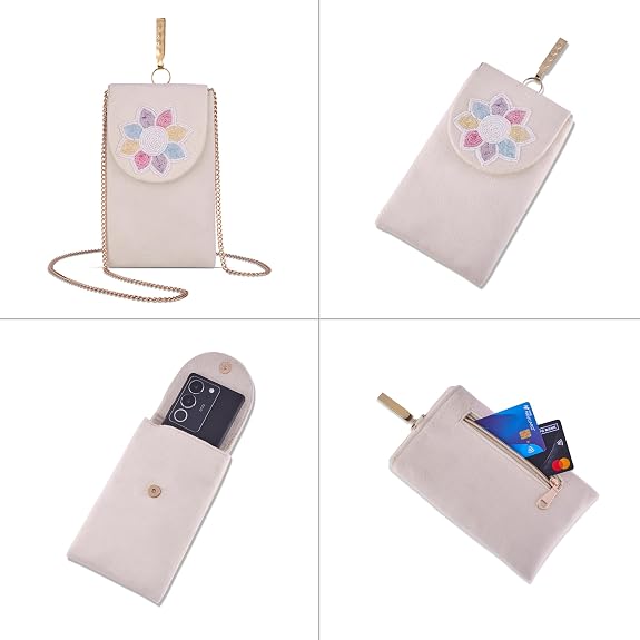 Bag in Women's Flower Beaded Mobile Pouch
