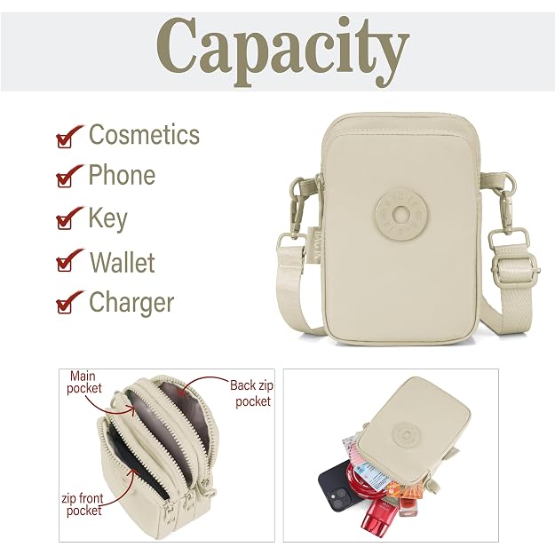 BAG IN Crossbody Travel Bag with Adjustable Strap, Multi-Pocket Phone Purse, Lightweight Nylon Shoulder Bag for Everyday Essentials