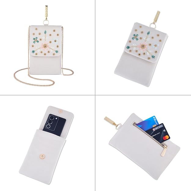 Bag in Floral Beaded Mobile Sling Bag for Women