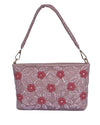 J I ACCESSORIES Velvet Hand-Embroidered Floral Clutch
