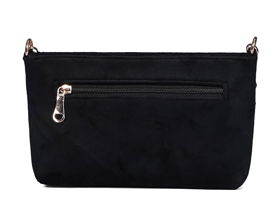 J I ACCESSORIES Velvet Hand-Embroidered Floral Clutch
