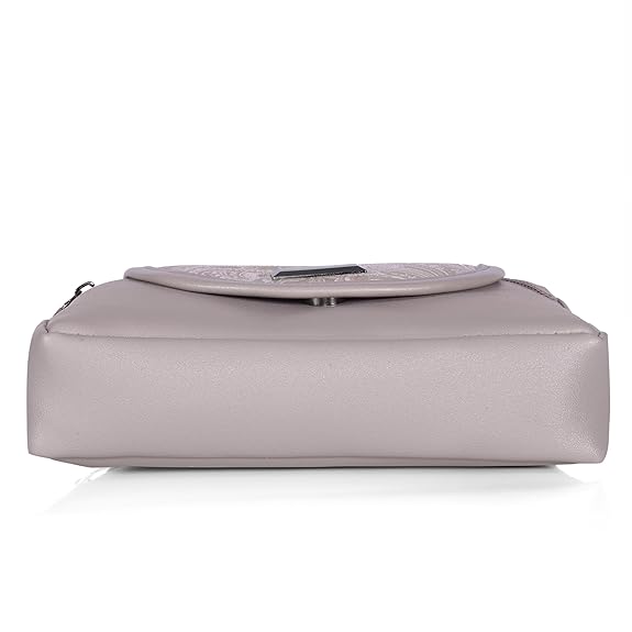Bag in Stylish Women's Leather Shoulder Bag Embroidered Flap Crossbody Purse with Zipper Compartments & Adjustable Strap