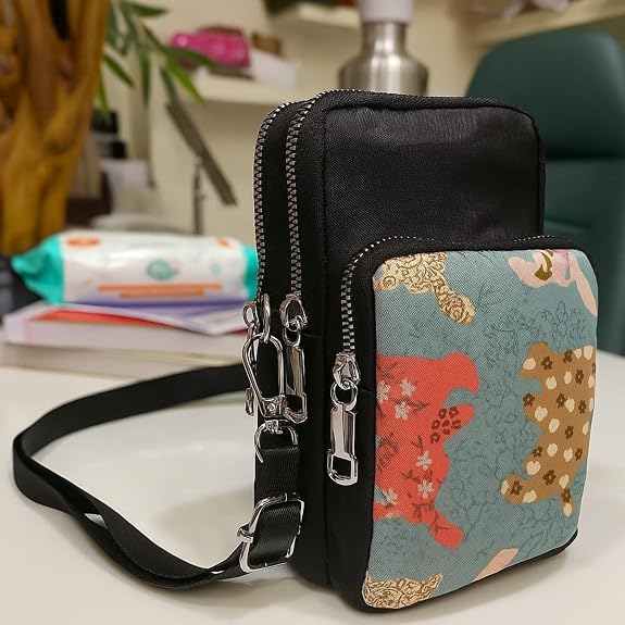 Bag in Bag In Floral Crossbody Bag with Multiple Zippered Compartments - Compact, Stylish and Convenient for Travel and Daily Use
