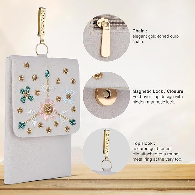 Bag in Floral Beaded Mobile Sling Bag for Women