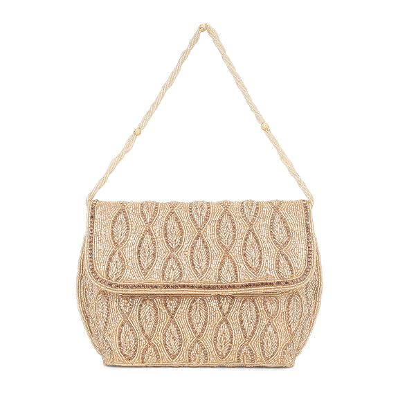 BAG IN Elegant Beaded Evening Clutch Purse with Detachable Chain Strap – Handcrafted Party Shoulder Bag for Women