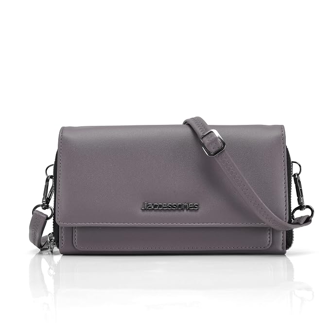 J I Elegant Premium Women’s Clutch Wallet Luxury Look with Zip Closure (Grey)